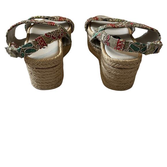 Alice + Olivia Anastasia Sequin Embroidered Jute Platform Sandals Size 35.5 - Picture 6 of 9